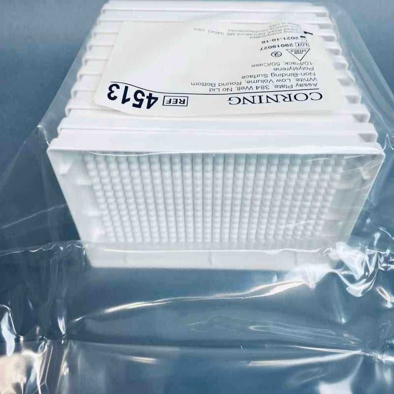Microplaca Corning de 384 pocillos con fondo redondo y 10 placas