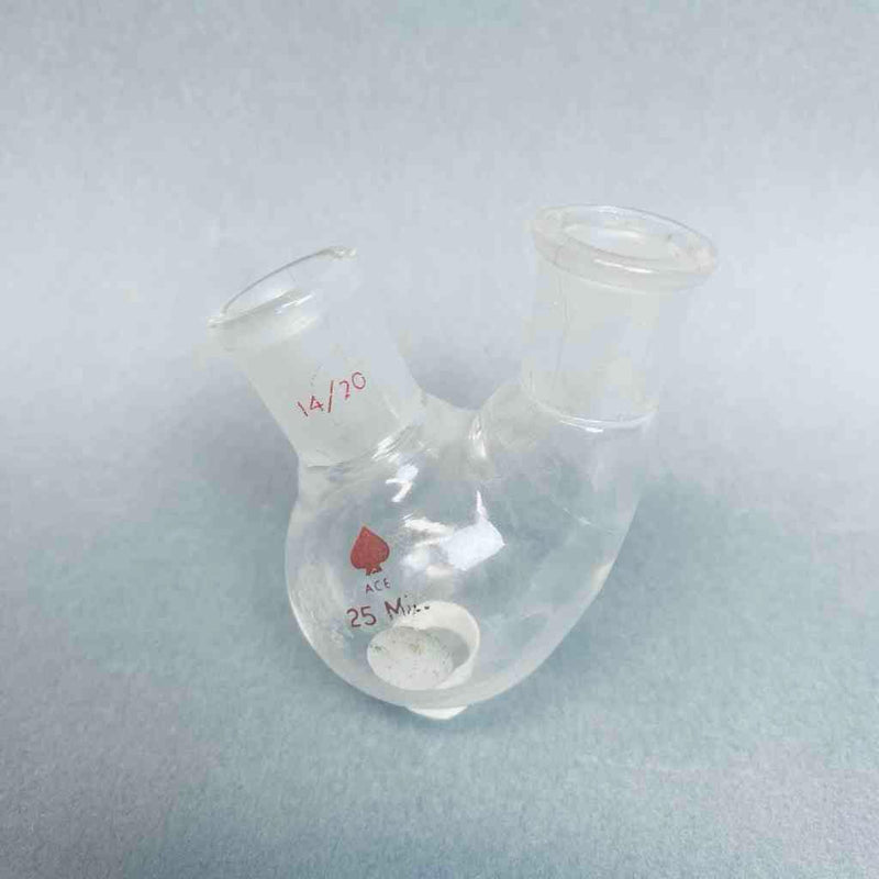 Ace Glass 2-Neck Round Bottom Flask 25 ml 14/20 Joints Angled Jointed Glassware Ace Glass