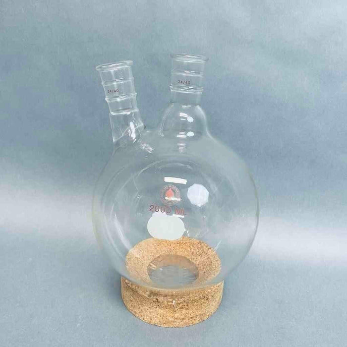 Ace Glass Round Bottom Flask 2000 ml 2 Neck Angled with 24/40 Joints Jointed Glassware Ace Glass