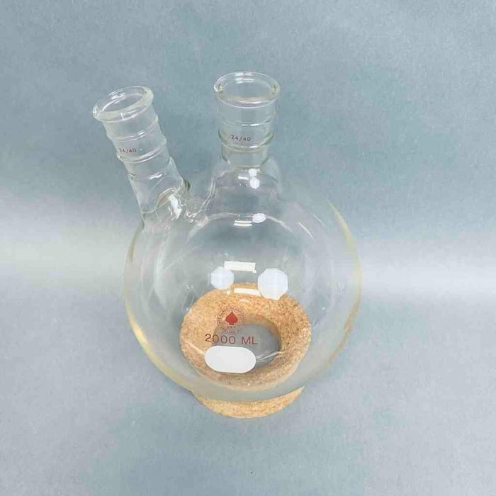 Ace Glass Round Bottom Flask 2000 ml 2 Neck Angled with 24/40 Joints Jointed Glassware Ace Glass