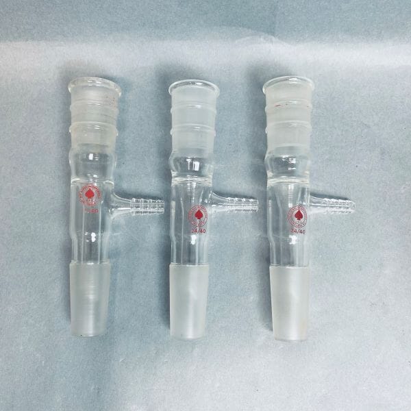 Ace Glass Vacuum Inlet Distilling Adapter 24/40 Lot of 3 Adapters Jointed Glassware Ace Glass