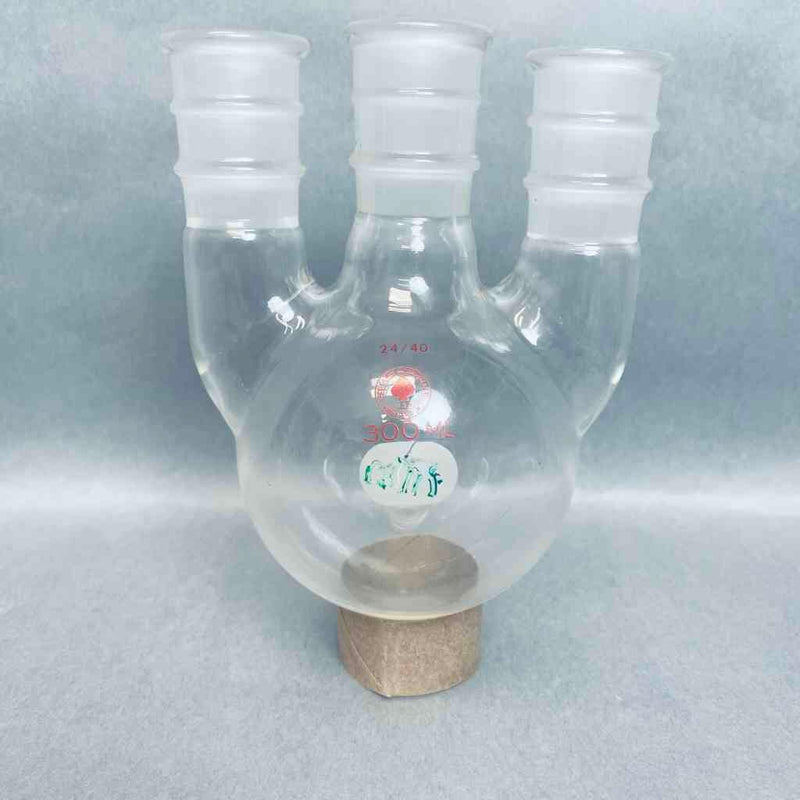 Ace Glass Vertical 3 Neck Round Bottom Flask 24/40 Joints 300 ml Jointed Glassware Ace Glass