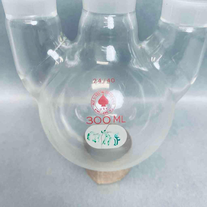 Ace Glass Vertical 3 Neck Round Bottom Flask 24/40 Joints 300 ml Jointed Glassware Ace Glass