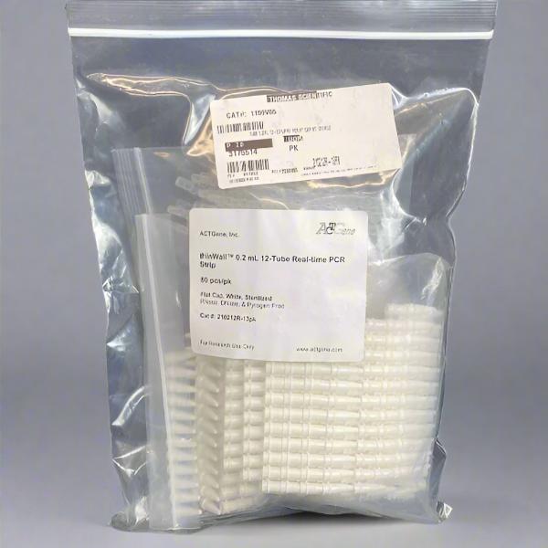ACTGene 12 Tube Strip with Flat Caps Thin Wall 0.2 ml 80 Strips Lab Consumables::Tubes, Vials, and Flasks ACTGene