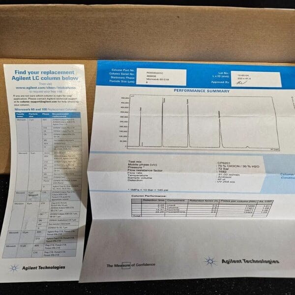 Agilent Column Microsorb 60-8 C18 8 um 250 x 41.4 mm LC/MS/GC Agilent