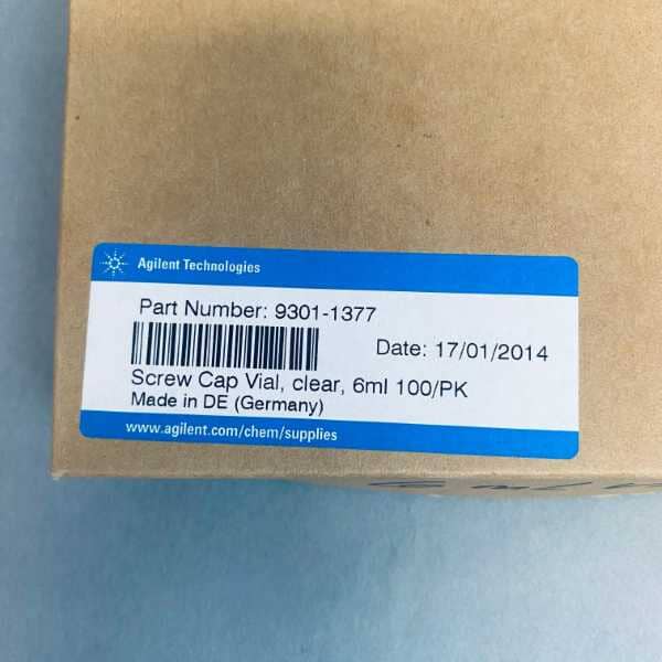 Agilent Glass Vial Clear 6 ml Screw Cap Sealed Pack of 100 Vials Vials Agilent