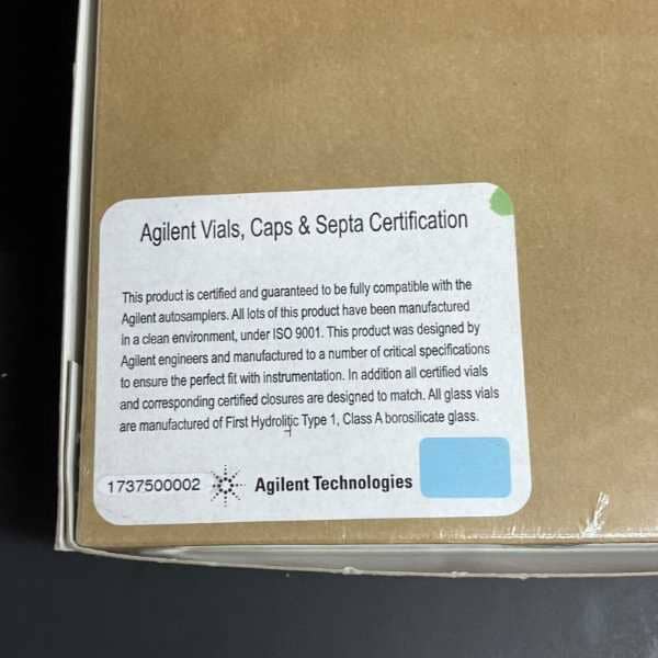 Agilent Glass Vial Clear 6 ml Screw Cap Sealed Pack of 100 Vials Vials Agilent
