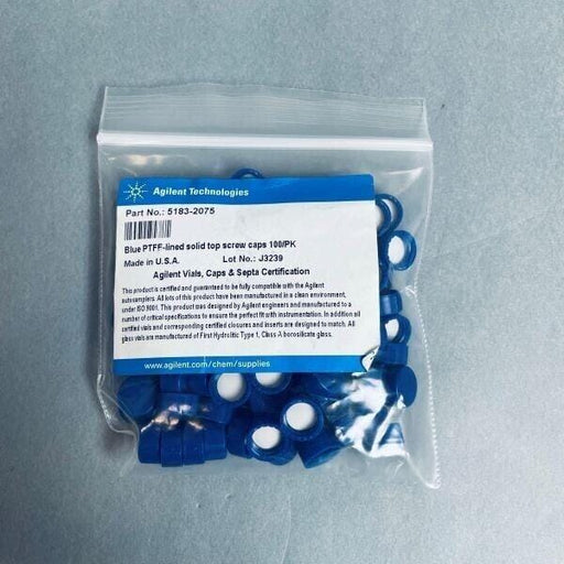 Agilent Screw Cap Blue PTFE Lined for 9 mm Vials Total of 100 Caps Lab Consumables::Tubes, Vials, and Flasks Agilent