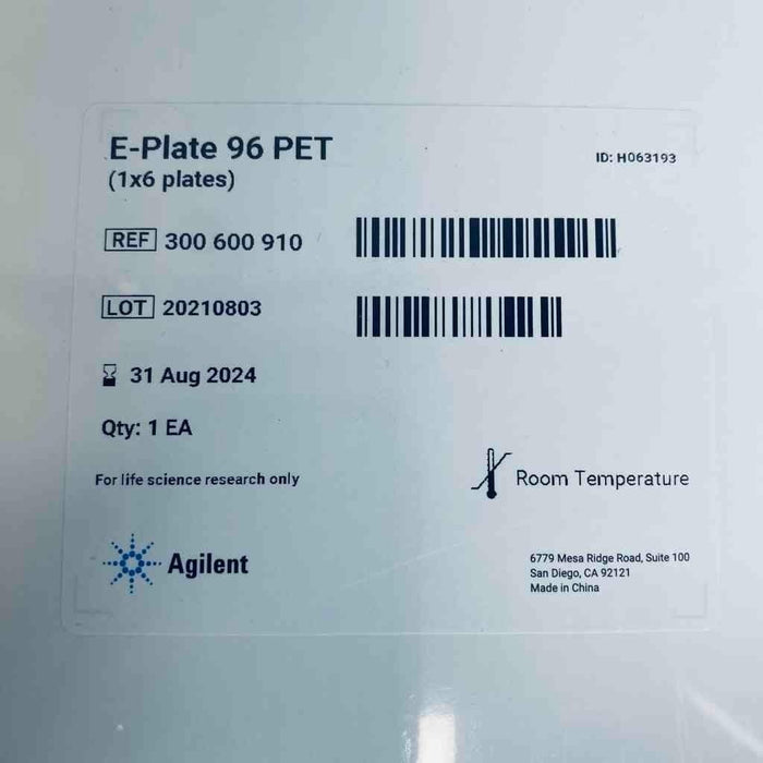 Agilent xCELLigence RTCA E-Plate 96 Well PET Sealed Pack of 6 Microplates Microplates Agilent