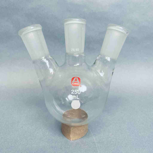 Aldrich 250 ml 3-Neck Angled Round Bottom Flask 24/40 Outer Joint Jointed Glassware Aldrich