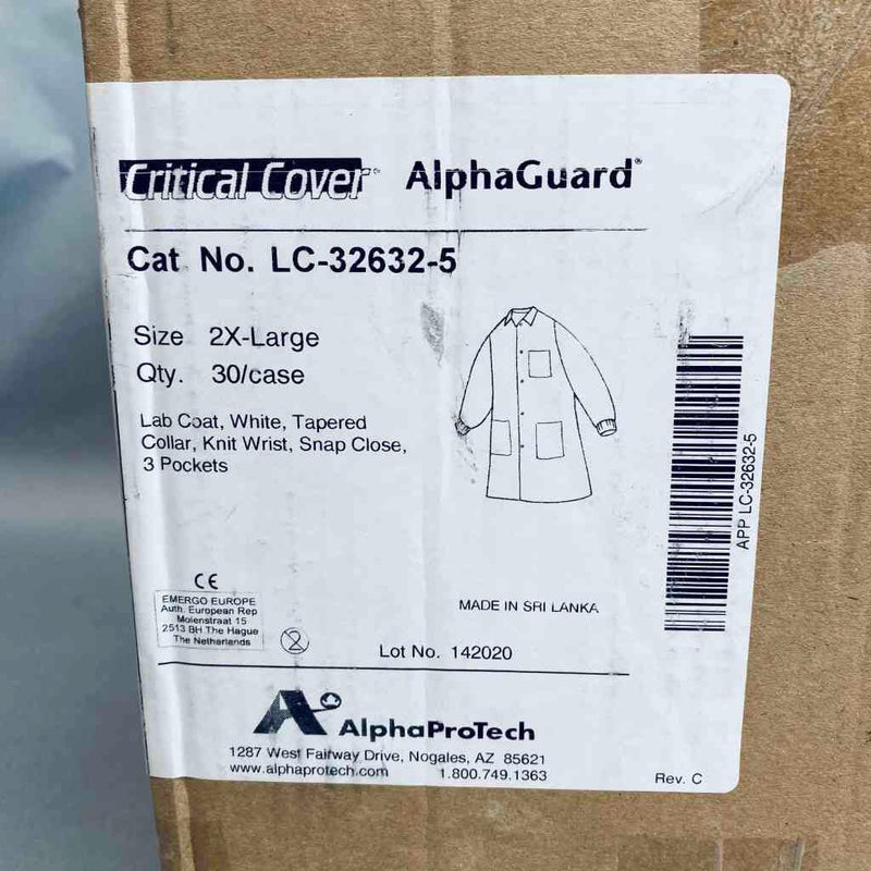 Alpha Protech AlphaGuard Lab Coat SMS 2X-Large Knit Cuff Case of 30 Coats PPE Alpha ProTech