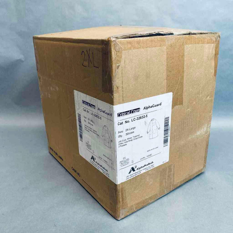 Alpha Protech AlphaGuard Lab Coat SMS 2X-Large Knit Cuff Case of 30 Coats PPE Alpha ProTech