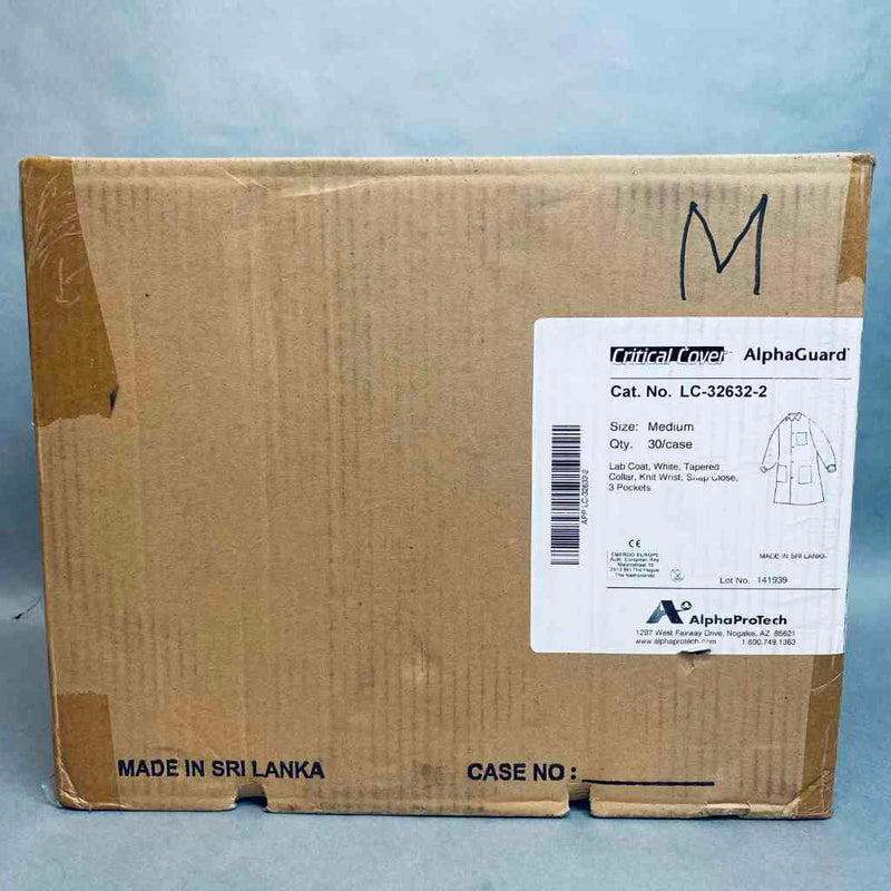 Alpha Protech AlphaGuard Lab Coat SMS Medium Knit Cuff Case of 30 Coats PPE Alpha ProTech