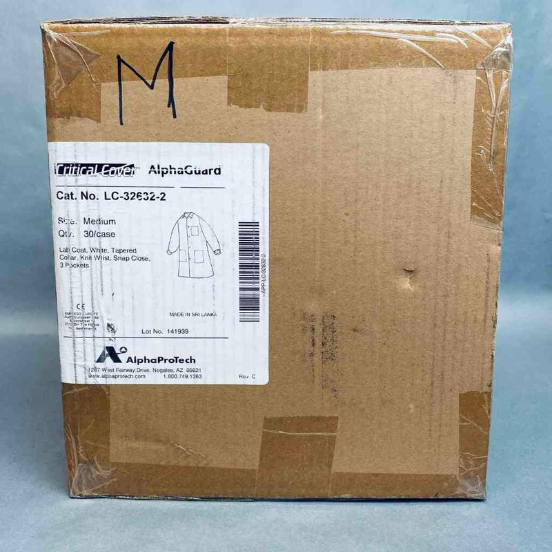 Alpha Protech AlphaGuard Lab Coat SMS Medium Knit Cuff Case of 30 Coats PPE Alpha ProTech