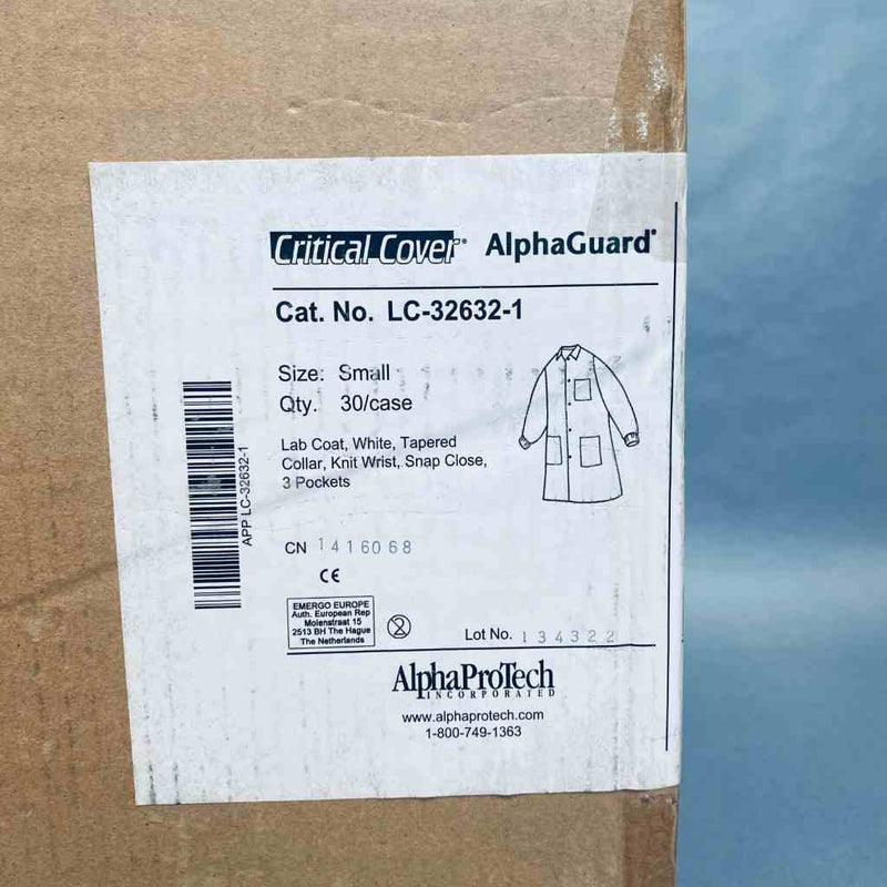 Alpha Protech AlphaGuard Lab Coat SMS Small Knit Cuff Case of 30 Coats PPE Alpha ProTech