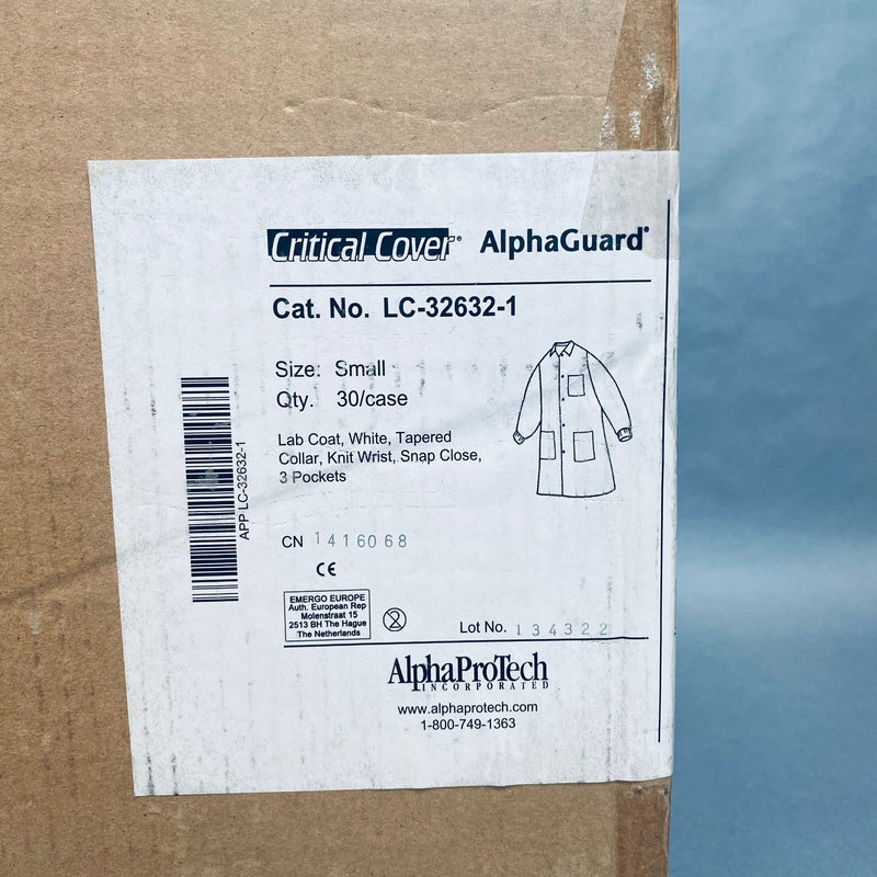 Alpha Protech AlphaGuard Lab Coat SMS Small Knit Cuff Case of 30 Coats PPE Alpha ProTech