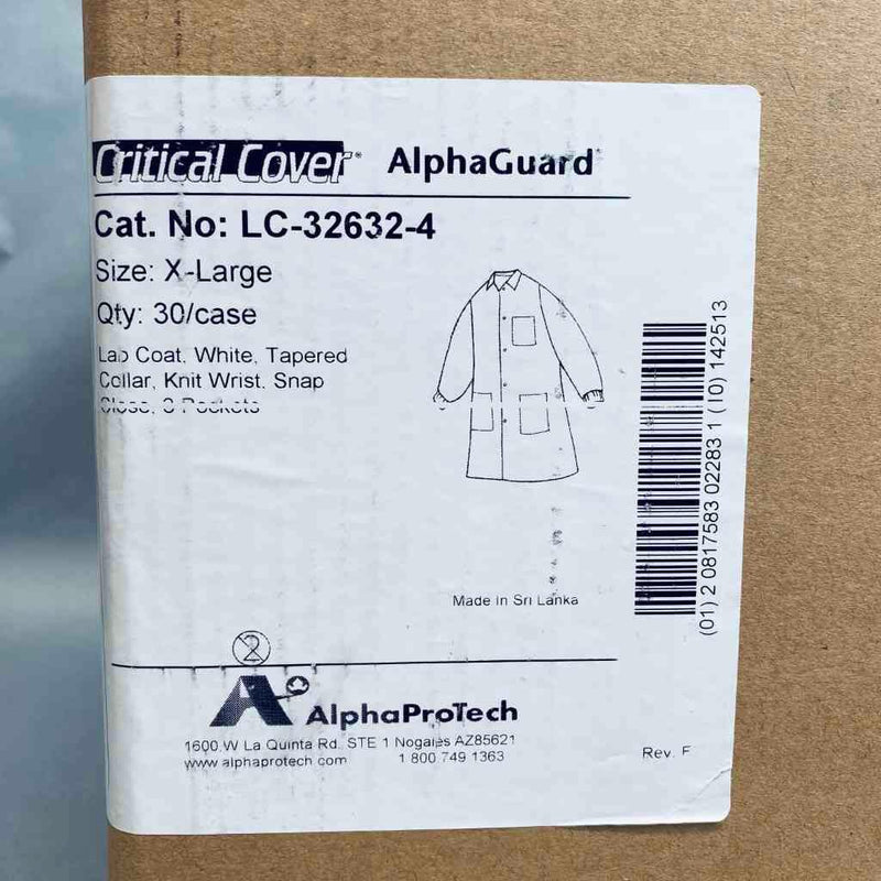 Alpha Protech AlphaGuard Lab Coat SMS X-Large Knit Cuff Case of 30 Coats PPE Alpha ProTech