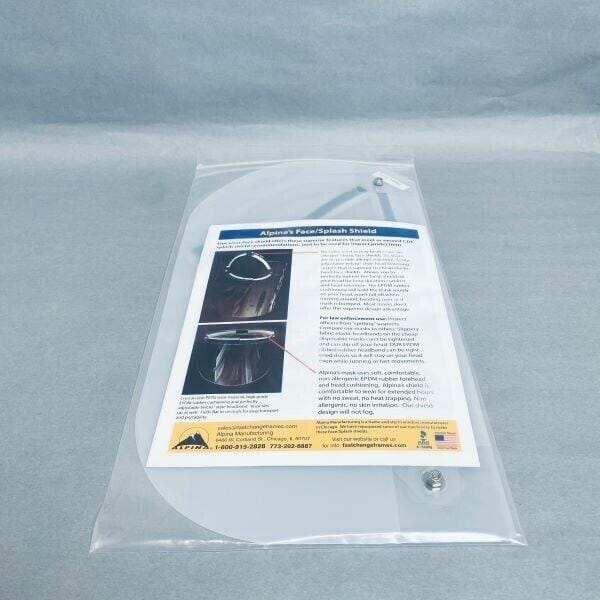 Alpina's Face/Splash Shield PETG Visor Pack of 10 Face Shields Alpina