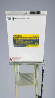 American BioTech Supply Flammable Storage 4°C Refrigerator; attached to included steel bench-level table. Lab Freezers & Refrigerators American Biotech Supply