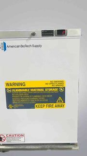 American BioTech Supply Flammable Storage 4°C Refrigerator; attached to included steel bench-level table. Lab Freezers & Refrigerators American Biotech Supply