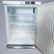 American BioTech Supply Flammable Storage 4°C Refrigerator; attached to included steel bench-level table. Lab Freezers & Refrigerators American Biotech Supply