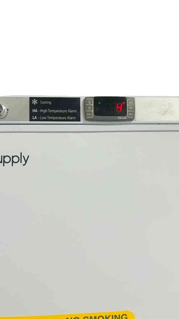 American BioTech Supply Flammable Storage 4°C Refrigerator; attached to included steel bench-level table. Lab Freezers & Refrigerators American Biotech Supply