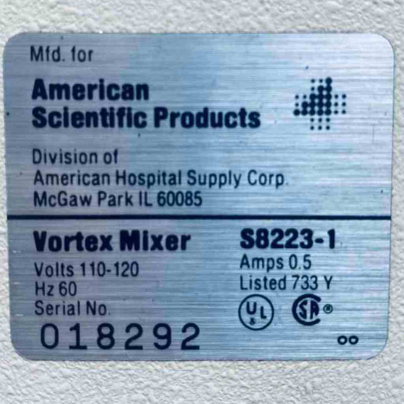 American Scientific Products Vortex Mixer Variable Speed Touch Function Orbital, Platform & Vortex Shakers American Scientific Products