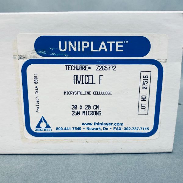 Analtech AvicelF Uniplate Glass Plates Micrystaline Cellulose 20 x 20 Pack of 25 Chromatography Columns & Reservoirs Analtech