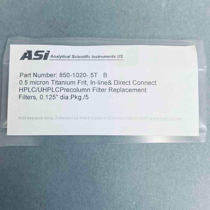 Analytical Scientific Instruments Titanium Frit 0.5 um 0.125 in. Dia Pack of 5 Other Analytical Scientific Instruments