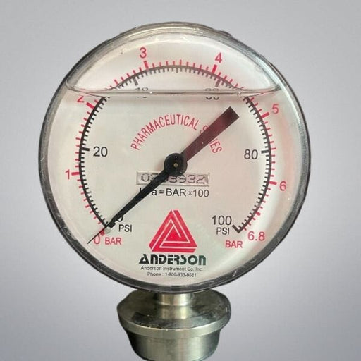 Anderson Pressure Gauge 100 Psi 90 mm Display 2 Inch Tri-Clamp Bottom Mount Lab Equipment::Pumps, Pump Access. & Tubing Andeson