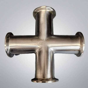 Andron Stainless Tri-Clamp Sanitary Cross 1 1/2 in Tube OD 2 in Clamp OD 316L Sanitary Fittings Andron Stainless