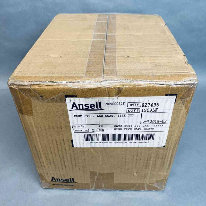 Ansell Edge 67200 Lab Coat 2XL Case of 30 Coats PPE Ansell