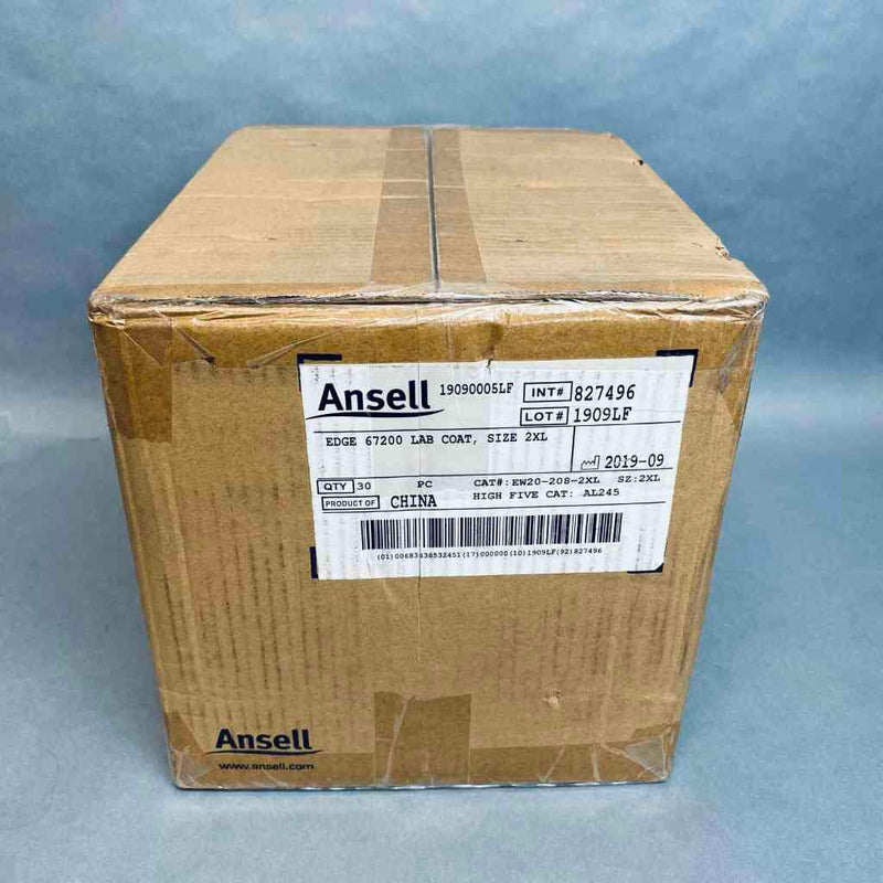 Ansell Edge 67200 Lab Coat 2XL Case of 30 Coats PPE Ansell