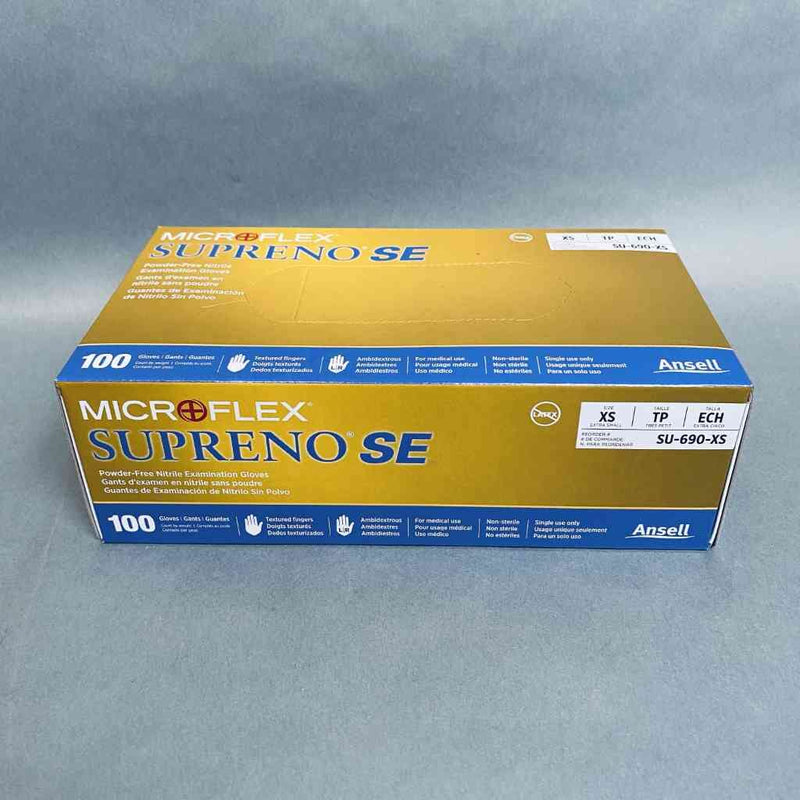 Ansell Microflex Nitrile Gloves Extra Small Supreno SE Powder Free 10 Boxes of 100 Each Disposable Gloves Ansell