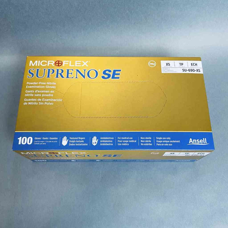 Ansell Microflex Nitrile Gloves Extra Small Supreno SE Powder Free 10 Boxes of 100 Each Disposable Gloves Ansell