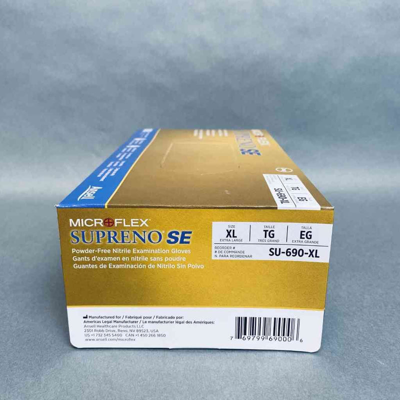 Ansell Microflex Nitrile Gloves XL Supreno SE Powder Free 10 Boxes of 100 Each Disposable Gloves Ansell