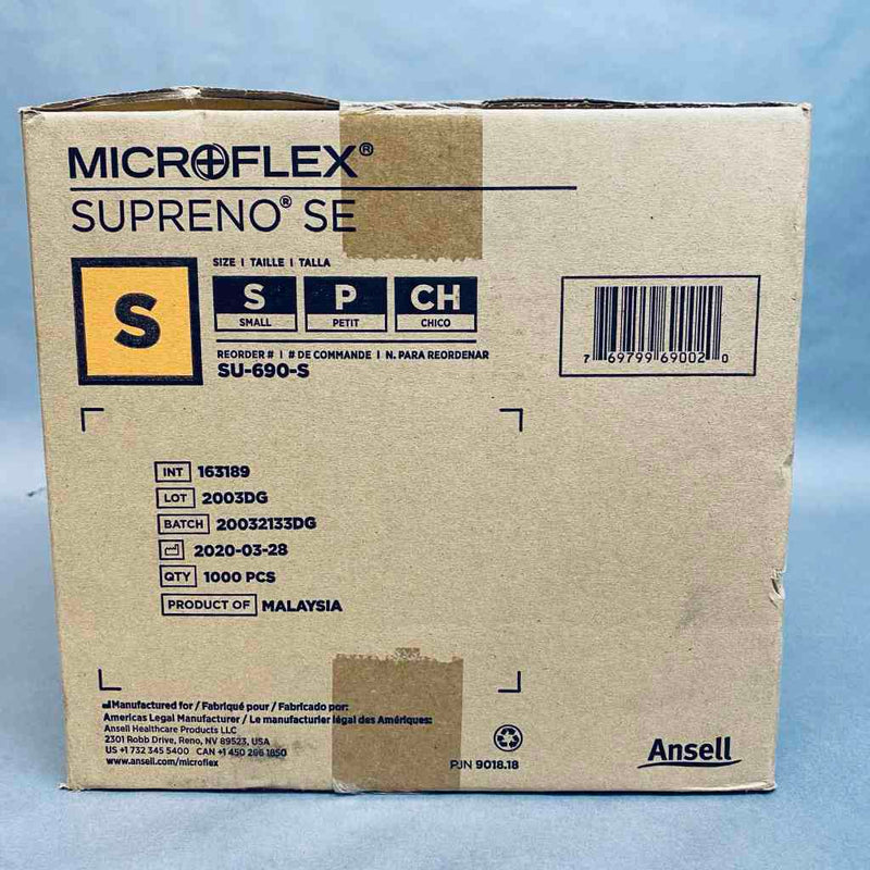 Ansell SU-690-S Microflex Nitrile Gloves Small Supreno SE Powder Free 10 Boxes of 100 Each Disposable Gloves Ansell