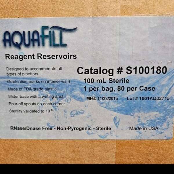 AquaFill Reagent Reservoir 100 ml Sterile - Case of 75 Troughs Lab Consumables::Reservoirs AquaFill