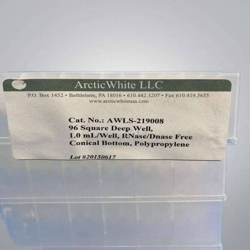 Arctic White AWLS-219008 Storage Plates 96 Well 1 ml Deepwell Pack of 5 Lab Consumables::Storage and Culture Plates Arctic White