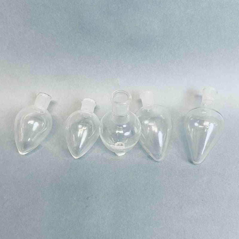 Assorted 50 ml Pear Shaped Flask 14/20 Joint Lot of 5 Flasks Jointed Glassware PYREX