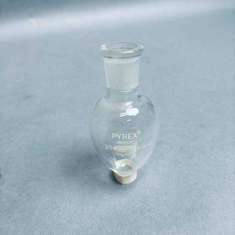 Assorted Ace 947764 Pyrex 4315-25 Pear-Shaped Flasks 25 ml 14/20 Outer Joint - Lot of 8 Flasks Jointed Glassware Ace Glass
