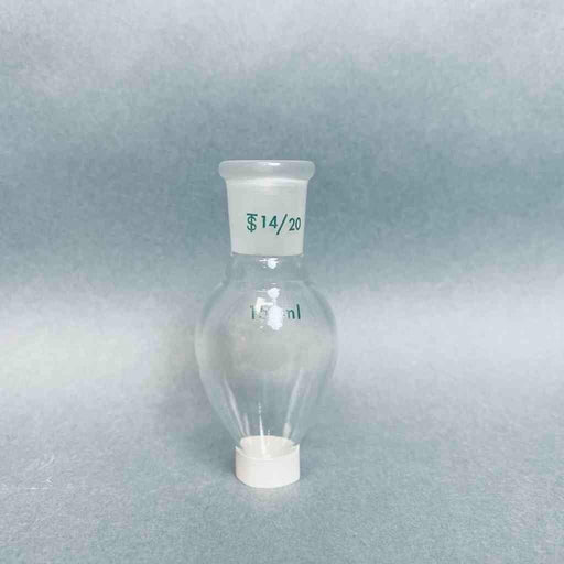 Assorted Chemglass Ace Kontes CG-1554-24 Pear Shaped Flask 15 ml Heavy Wall 14/20 Outer Joint - Lot of 7 Flasks Jointed Glassware Chemglass