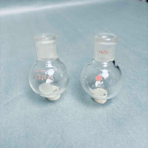 Assorted KONTES ACE Synthware Round Bottom Flasks 25 ml 14/20 Outer Joint - Total of 11 Flasks Glassware Kontes