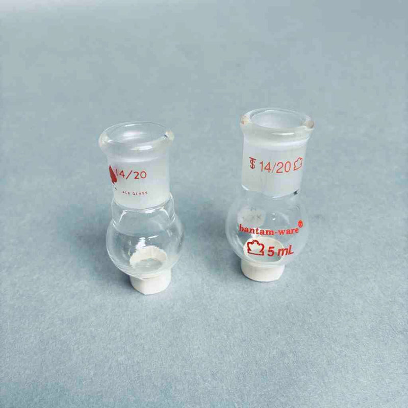 Assorted Kontes and Ace 5 ml Heavy Wall Round Bottom Flasks - Total of 8 Flasks Jointed Glassware Kontes