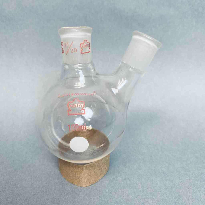 Assorted Kontes and Ace Glass 2-Neck Round Bottom Flask 14/20 Joints 100 ml Lot of 5 Flasks Jointed Glassware Kontes