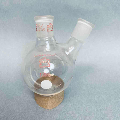 Assorted Kontes and Ace Glass 2-Neck Round Bottom Flask 14/20 Joints 100 ml Lot of 5 Flasks Jointed Glassware Kontes