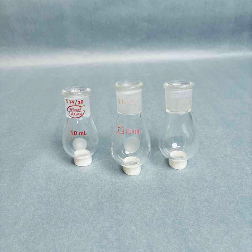 Assorted KONTES Wilmad Heavy Wall Recovery Flasks 10 ml 14/20 Outer Joint - Total of 11 Flasks Glassware Kontes