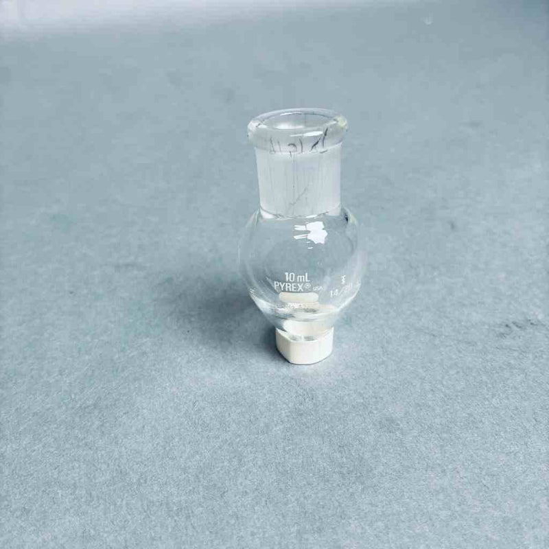 Assorted lot of 10 Pyrex, Ace, Kimax Pear Shaped Flasks 10 ml 14/20 Outer Joint Jointed Glassware Ace Glass
