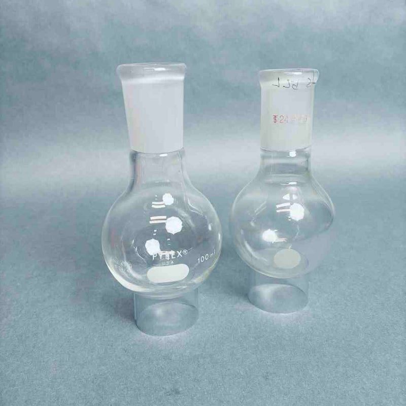 Assorted PYREX 4320-100 Kontes 601000-0224 100 ml Round Bottom Flask Single Neck 24/40 Outer Joint - Lot of 5 Flasks Jointed Glassware Corning