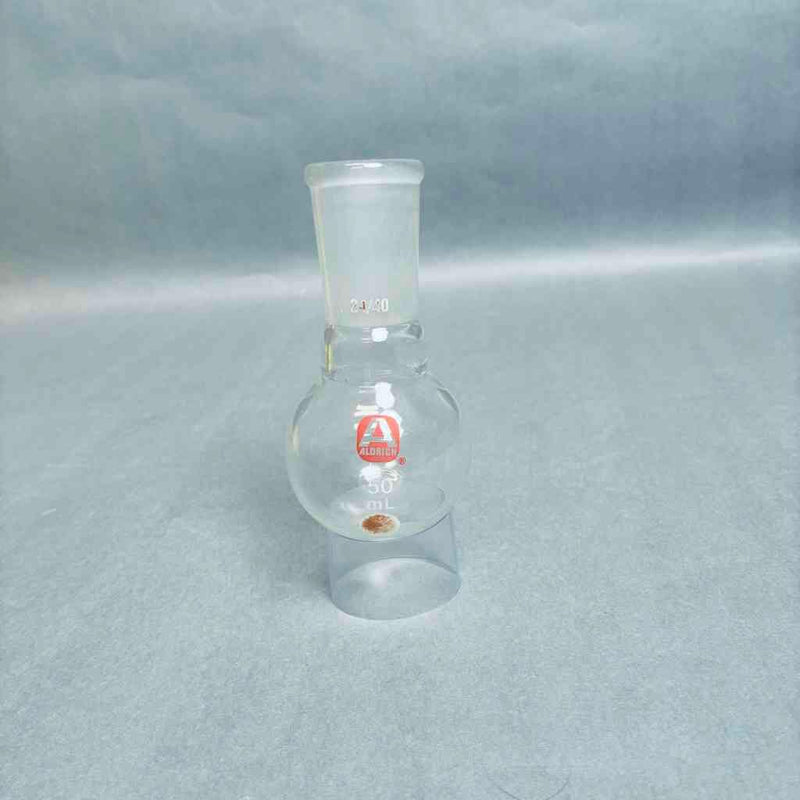 Assorted PYREX and Aldrich 50 ml Single Neck Round Bottom Flask 24/40 Standard Taper Outer Joint- Lot of 4 Flasks Glassware PYREX